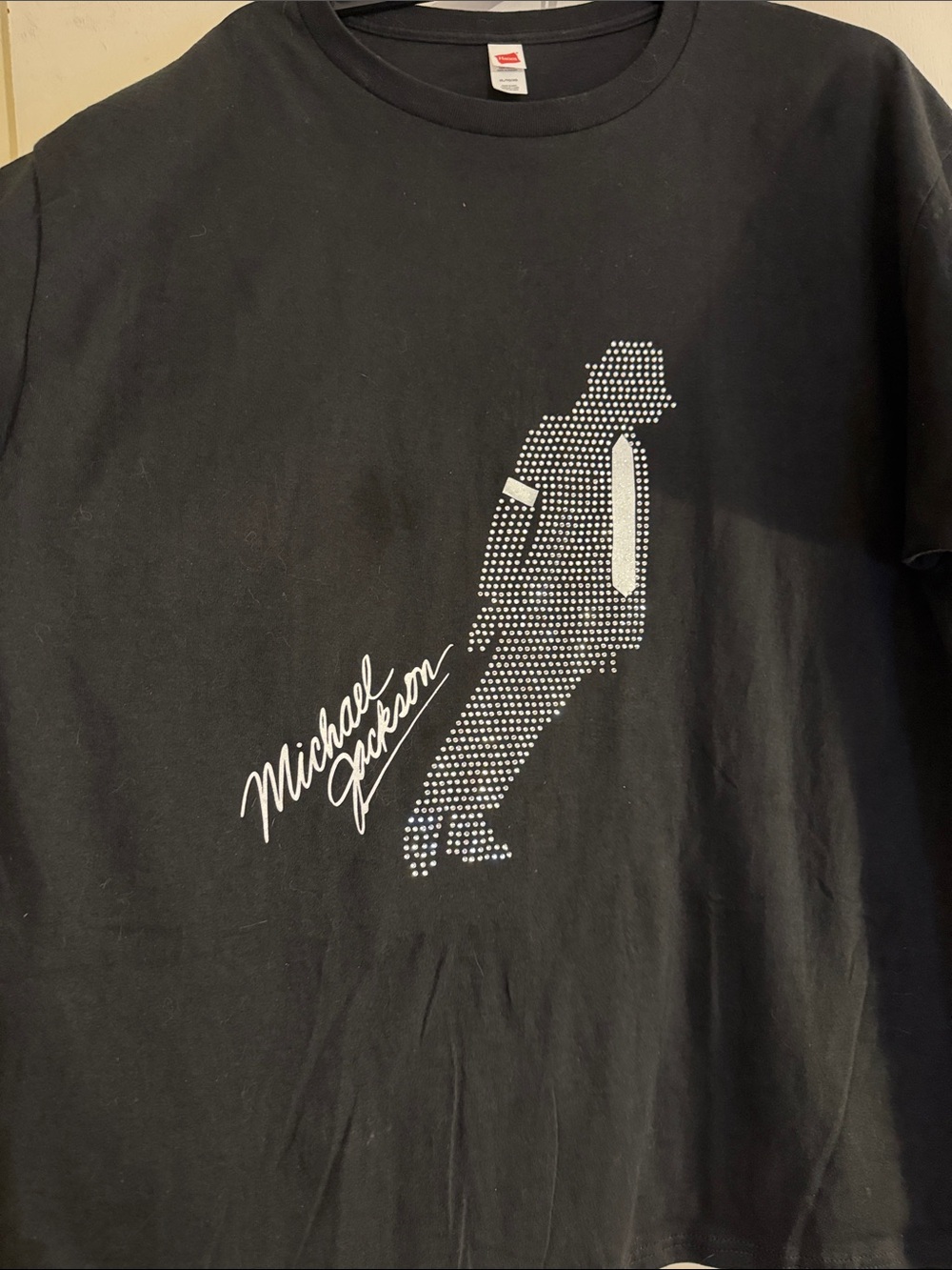 Hanes Black T-Shirt with White Michael Jackson Silhouette